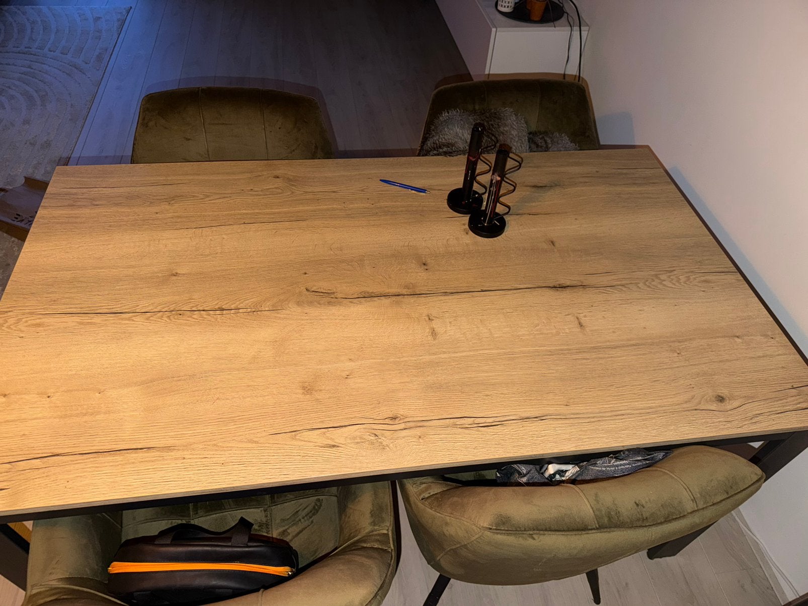 Eettafel houtlook, Ophalen