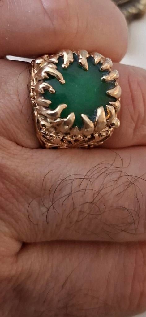 Unieke gouden ring met Imperial Jade - "Beautyfull Predator", Sieraden, Tassen en Uiterlijk, Ringen, Ophalen
