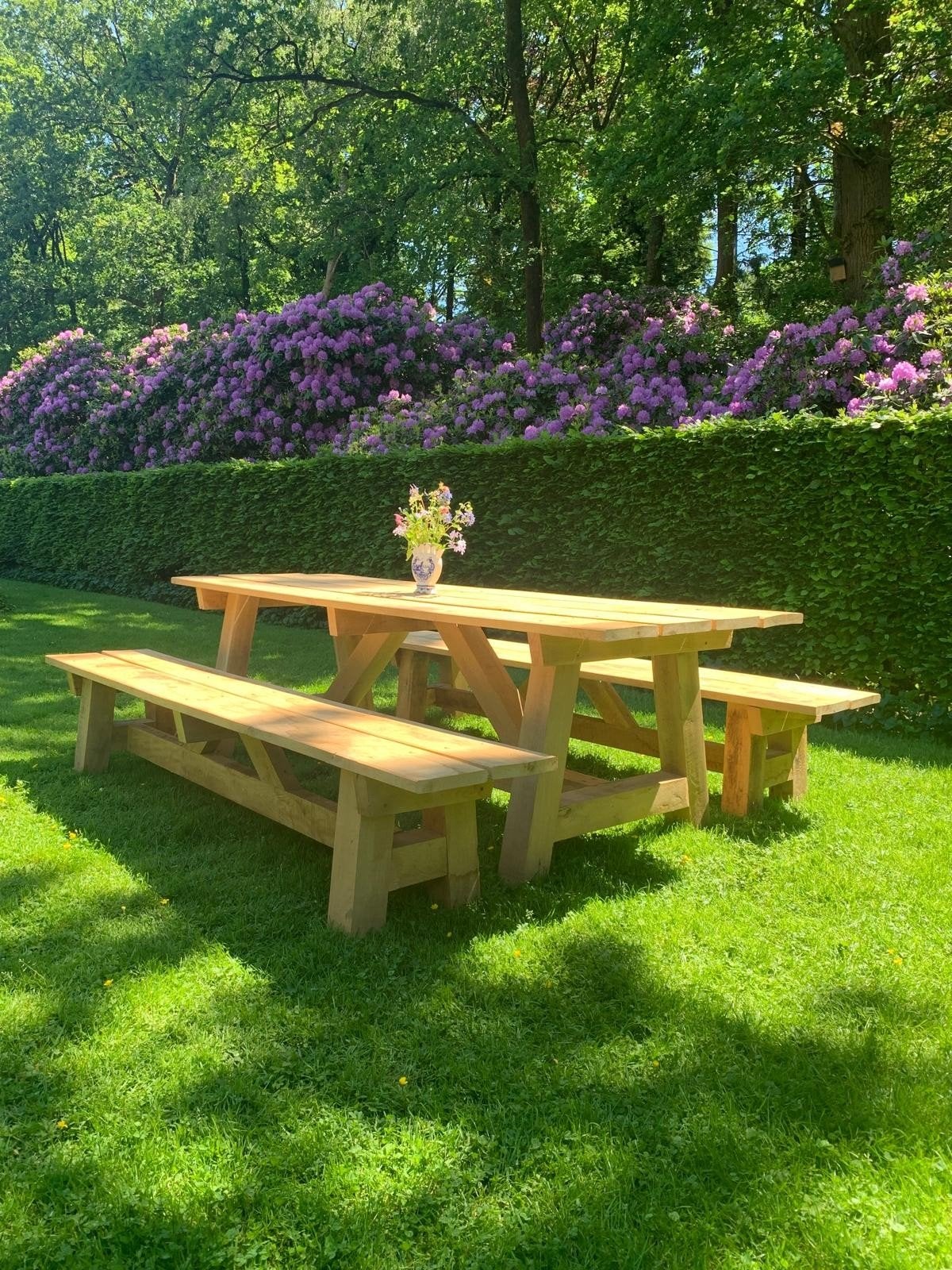 Nieuwe Eikenhouten Picknicktafel, buitentafel, eettafel - Pe, Ophalen, Nieuw, Rechthoekig, Hout