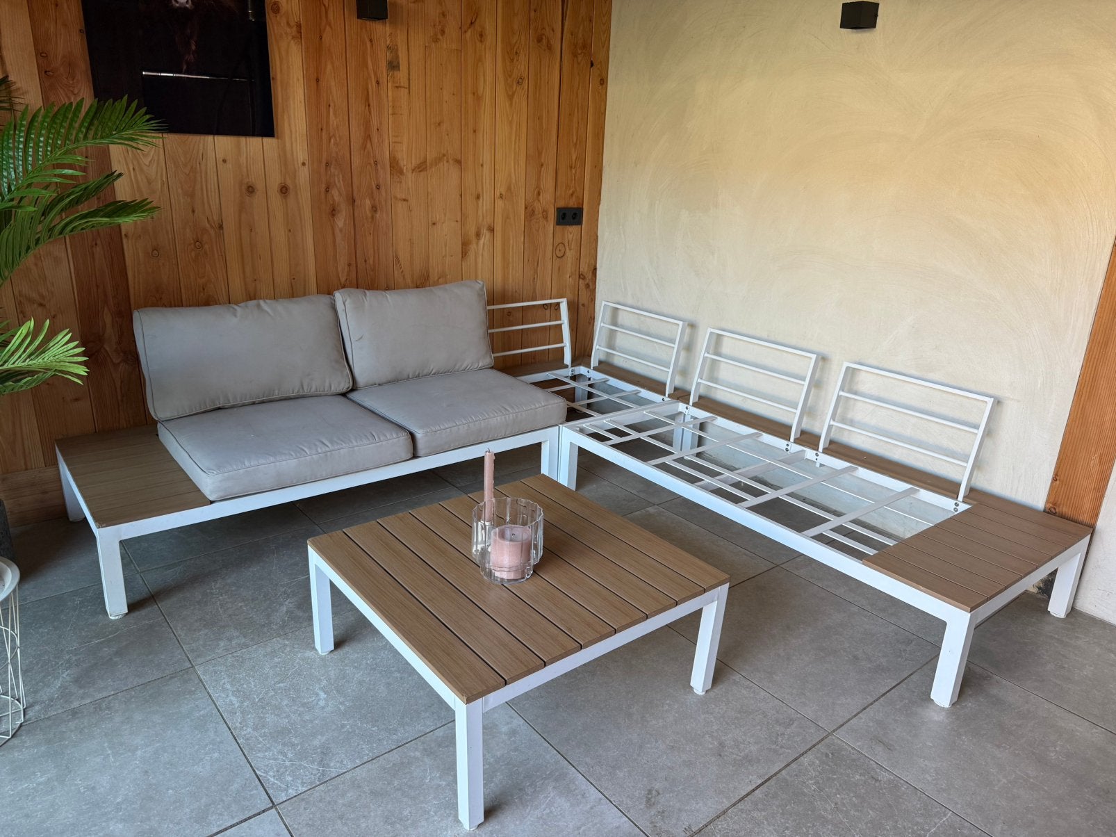 Loungeset 245 bij 245 cm, Tuin en Terras, Ophalen of Verzenden, Zo goed als nieuw, Aluminium