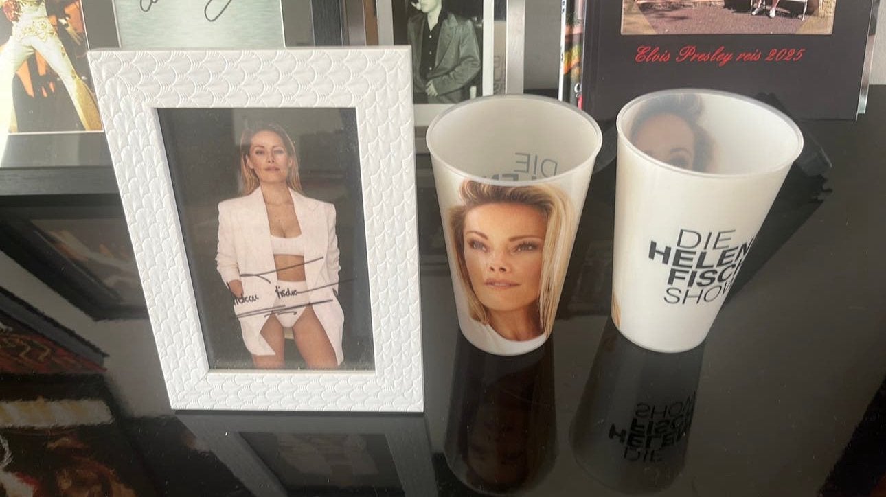 Helene Fischer: twee bekers plus foto in lijst, Ophalen of Verzenden, Zo goed als nieuw, Overige typen