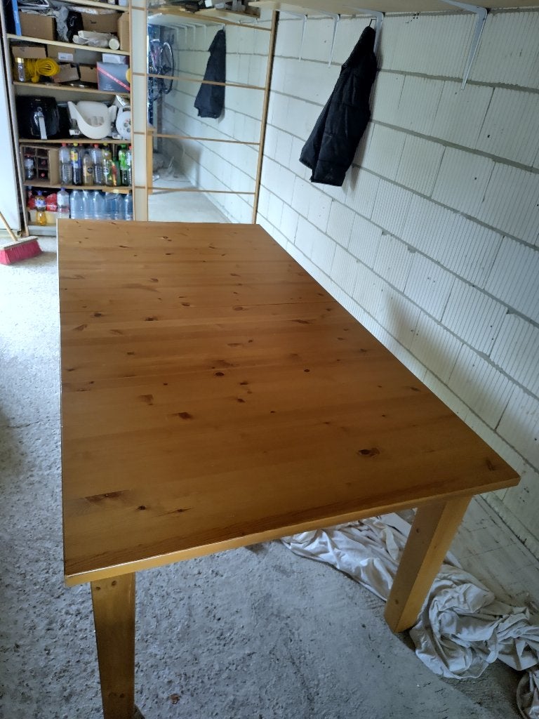 Massief houten tafel uitklapbaar, Ophalen, Gebruikt, 100 tot 150 cm, 200 cm of meer