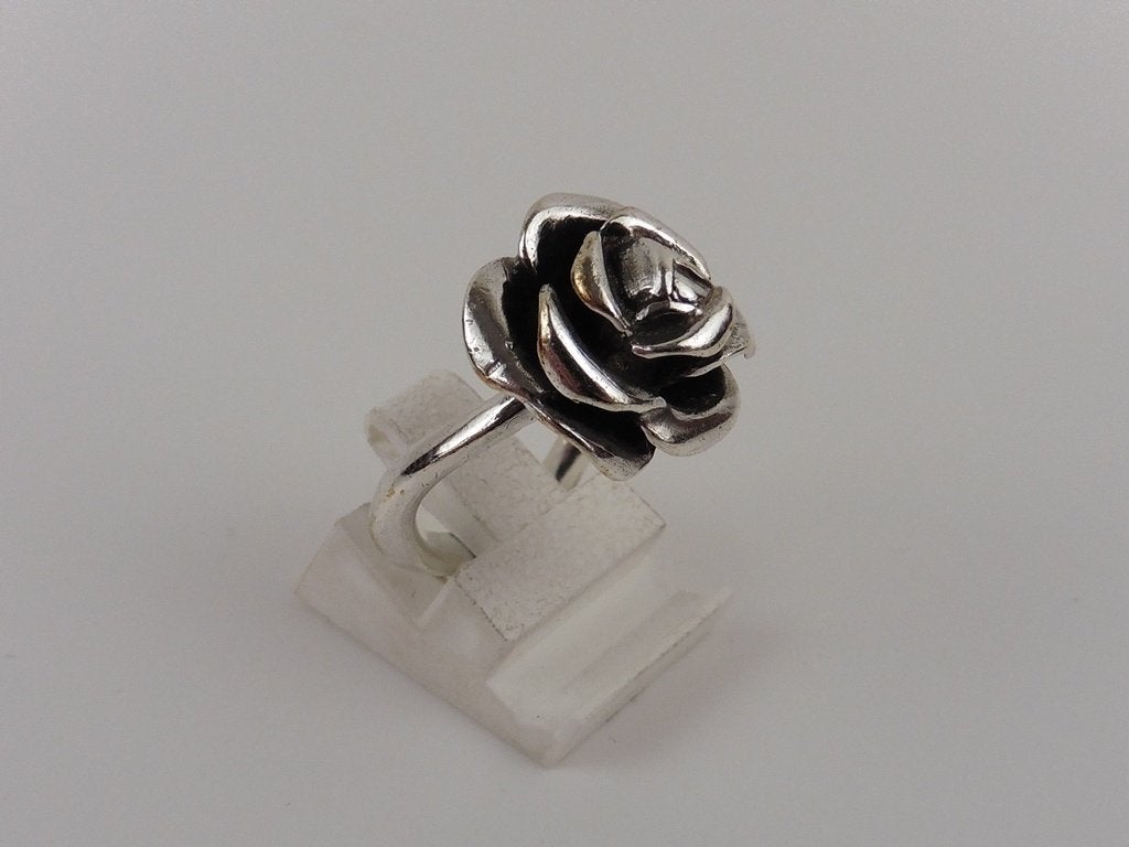 Zilveren damesring roos (klemring)                       Z62, Gebruikt, ., Ophalen of Verzenden, Kleiner dan 17