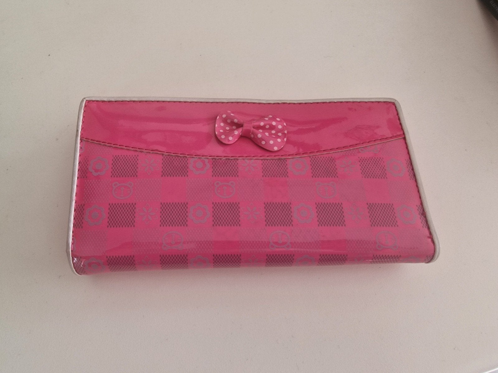 Roze portemonnee met strik en ruitjespatroon, Ophalen of Verzenden, Zo goed als nieuw, Roze, Overige merken