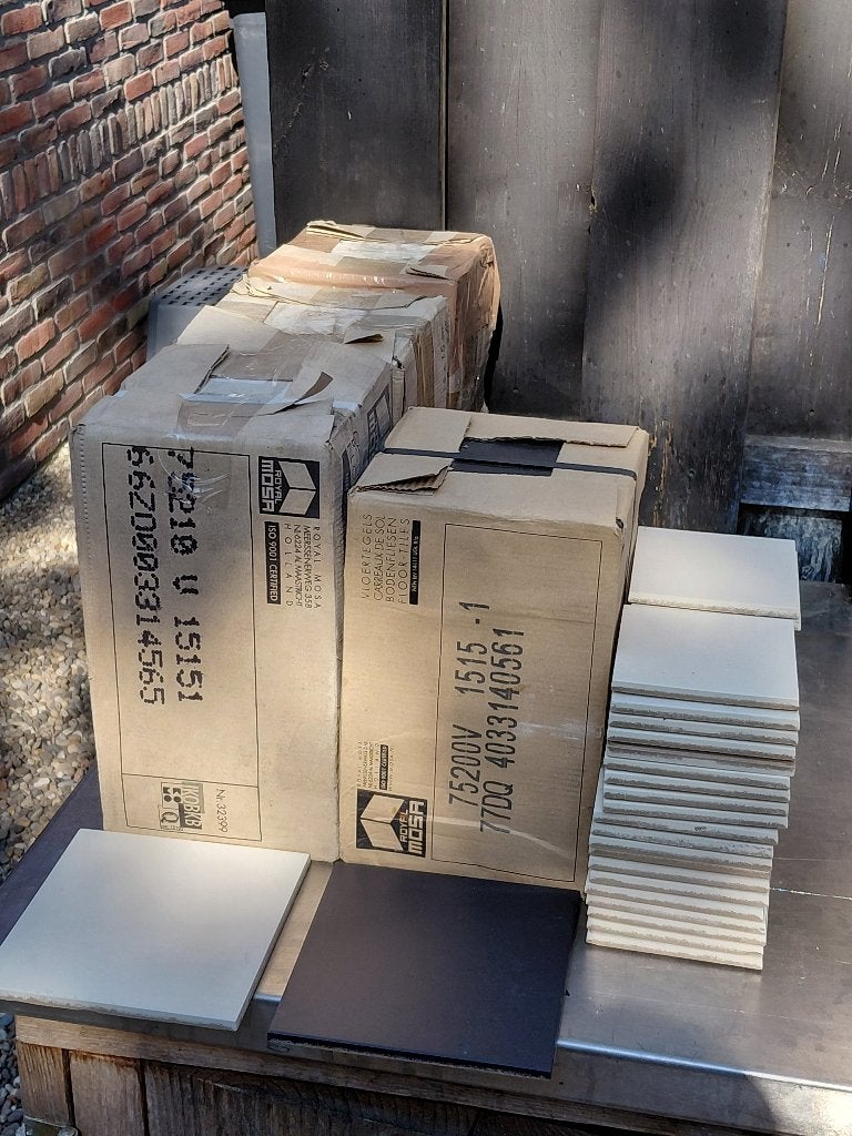 Mosa vloertegels  15x15cm zwart en gebroken wit, Ophalen, Keramiek, Nieuw, Minder dan 20 cm