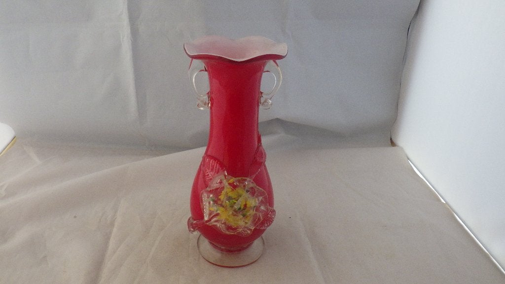 retro rode vaas van Murano glas, Ophalen of Verzenden, Gebruikt, Rood, Glas