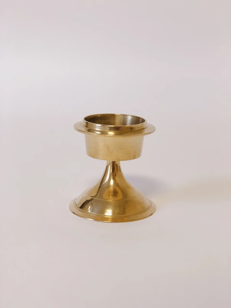 2X VINTAGE MESSING WAXINELICHTHOUDER | 6,5 CM, Ophalen of Verzenden, Koper of Brons