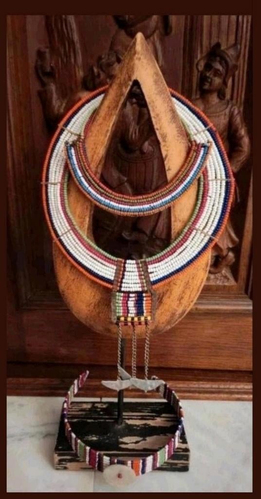 Vintage Afrikaanse kralenketting ketting set Masai Maasai, Ophalen of Verzenden