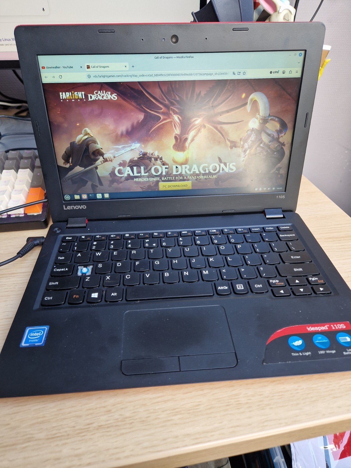 Lenovo Ideapad 110S - Batterij defect, werkt op netstroom, Ophalen, Gebruikt, Qwerty, Intel Celeron N3060