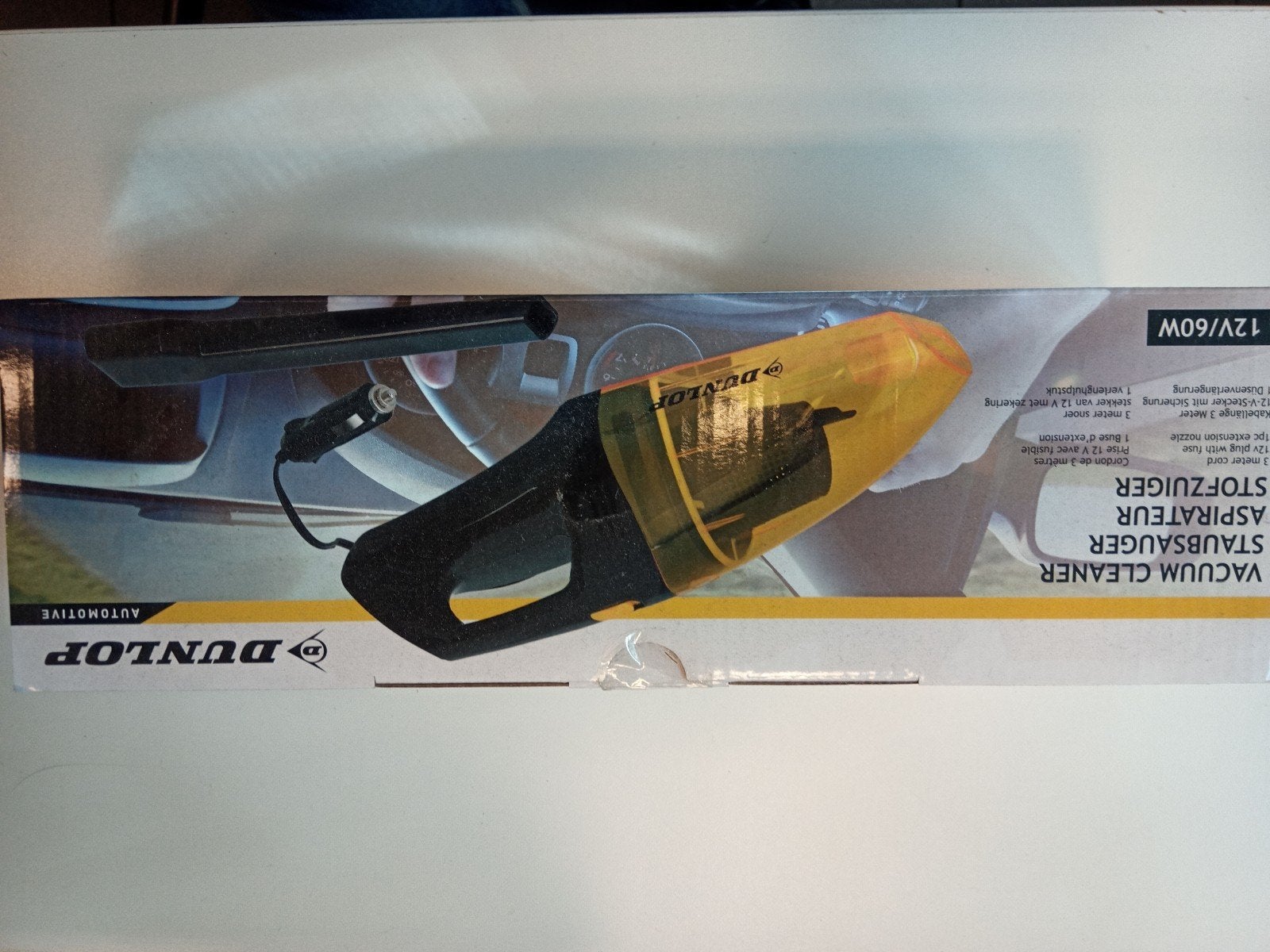 Dunlop 12V/60W Autostofzuiger met 3m snoer, Ophalen, Nieuw