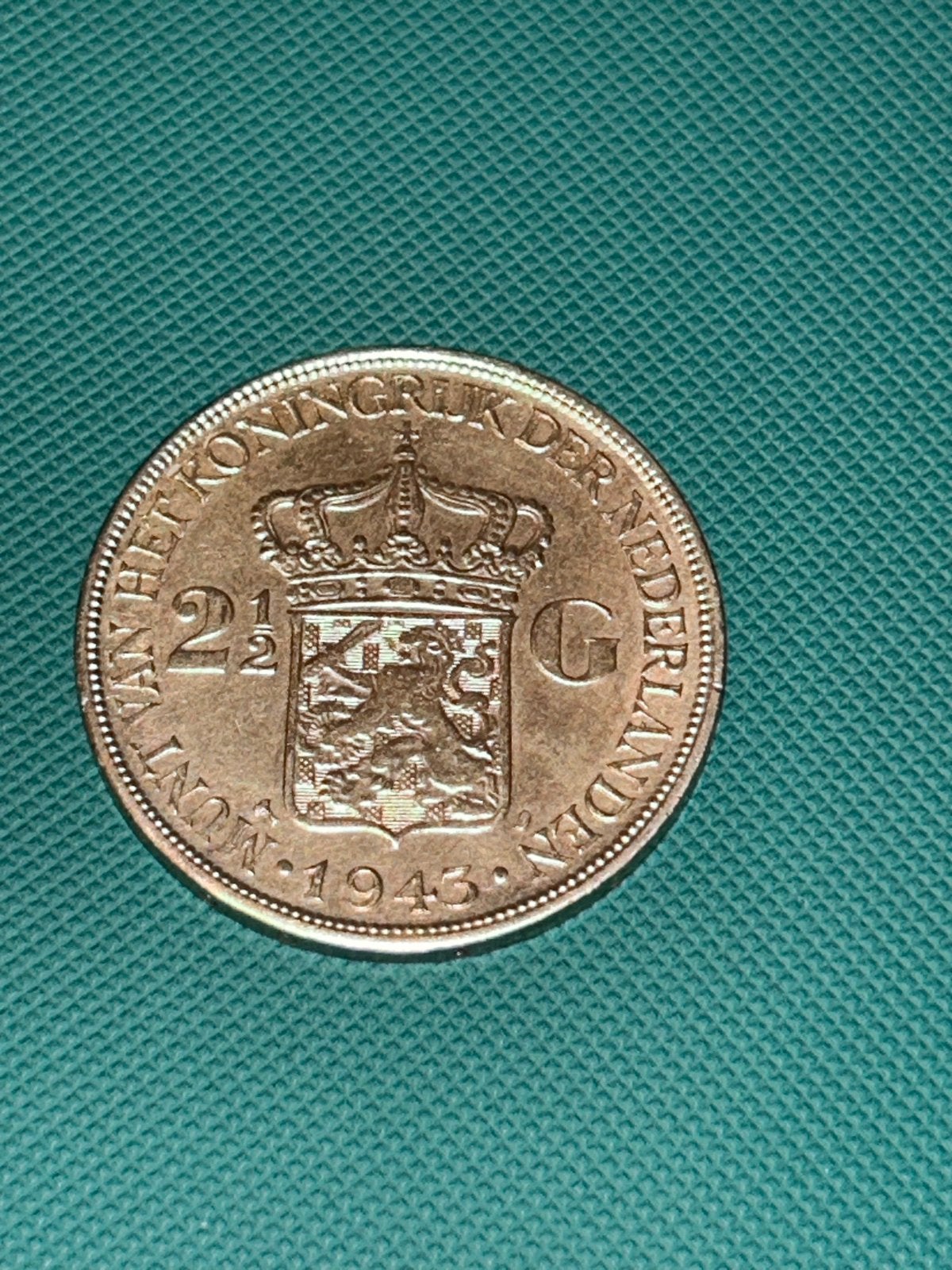 1943 Zilveren Wilhelmina Rijksdaalder 2 1/2 Gulden, Zilver, Ophalen of Verzenden, Koningin Wilhelmina, Losse munt