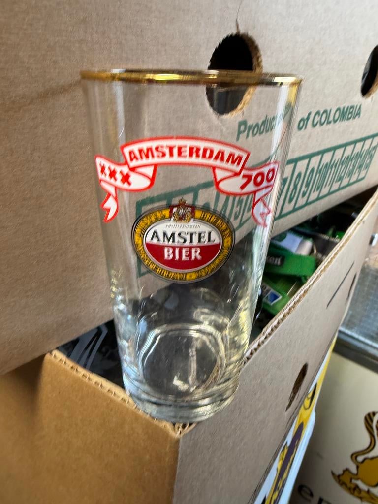 Amstel glas uit 1975 tgv 700 jaar amsterdam, Ophalen, Zo goed als nieuw, Glas of Glazen, Amstel