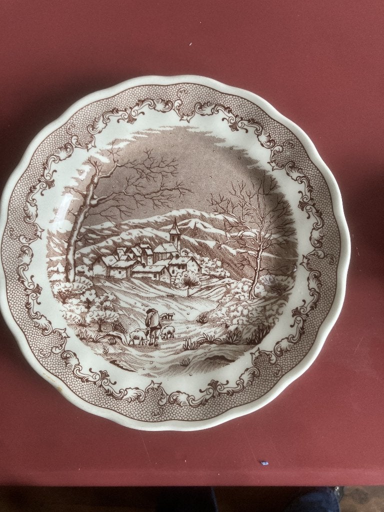 Vintage 'Swiss Landscape' bord van NF Fontebasso uit Italië, Ophalen of Verzenden