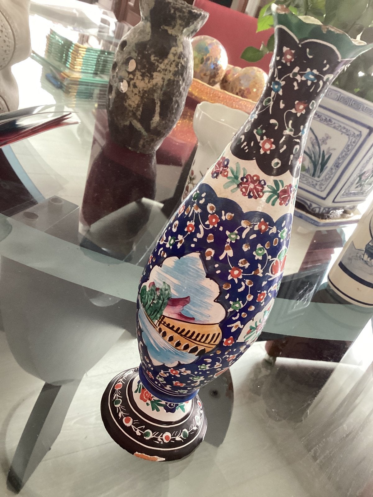 Emaille vaas hoog 21.5 cm, Antiek en Kunst, Ophalen of Verzenden