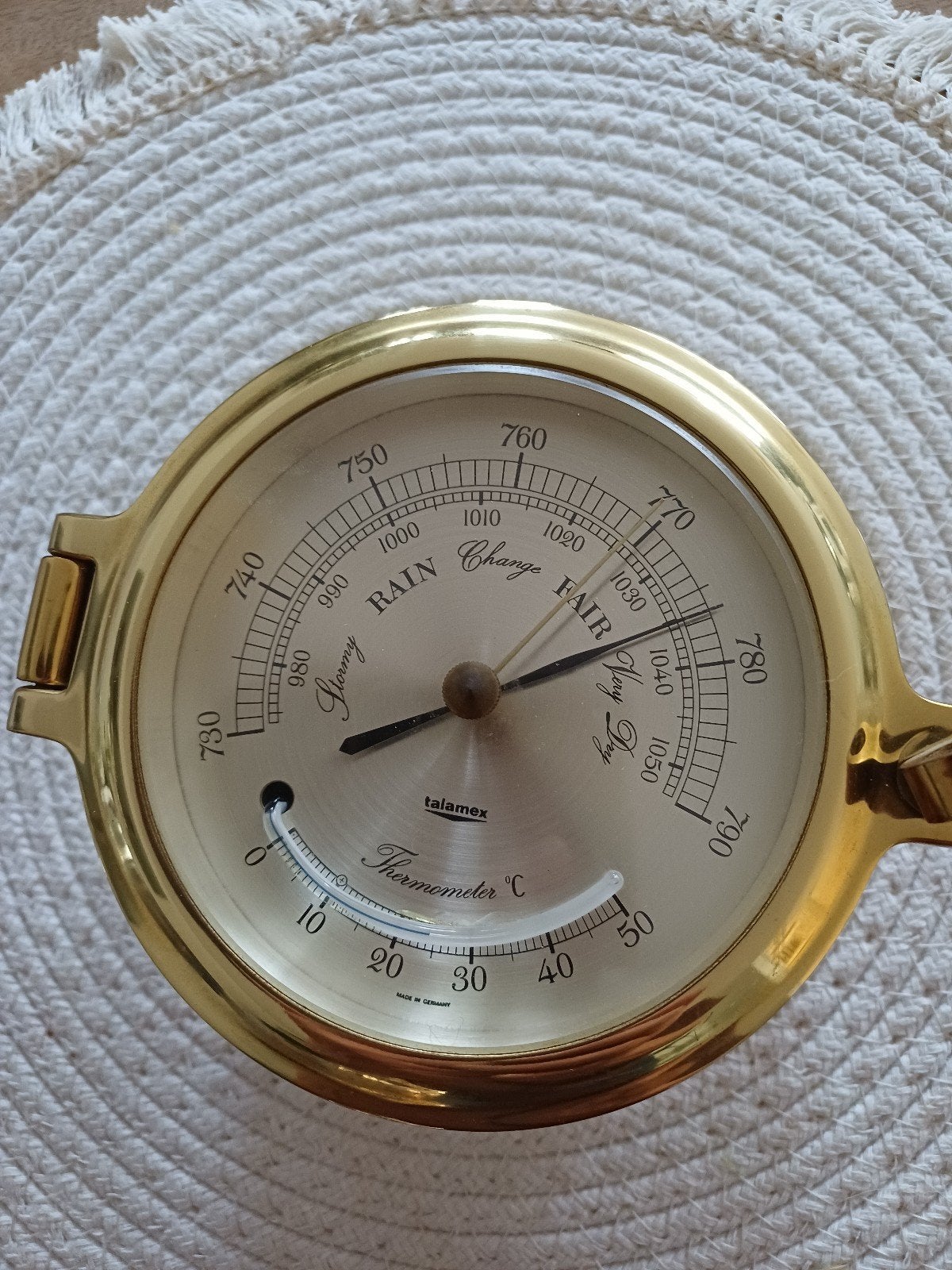 Talamex Barometer en Thermometer - Messing, Ophalen of Verzenden, Zo goed als nieuw