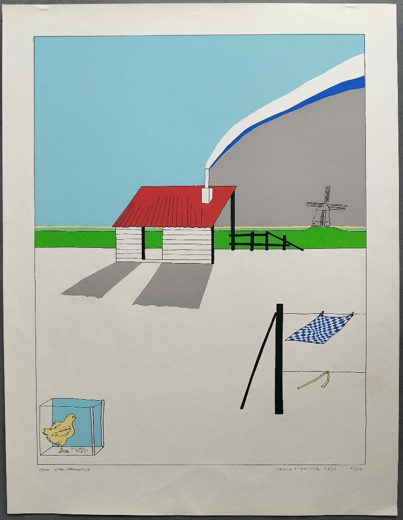 Harrie Gerritz – open wasschuurtje - gesigneerde zeefdruk, Ophalen of Verzenden
