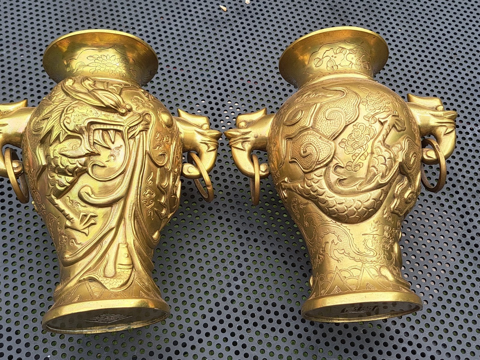 Antieke Chinese Bronzen Draken Vazen - Set van 2, Ophalen of Verzenden