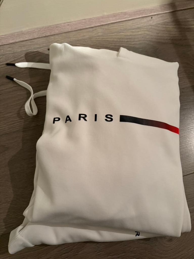 Trainingspak wit ‘paris’ maatvoering 3XL maar valt kleiner, Wit, Overige maten, Ophalen of Verzenden, Zo goed als nieuw