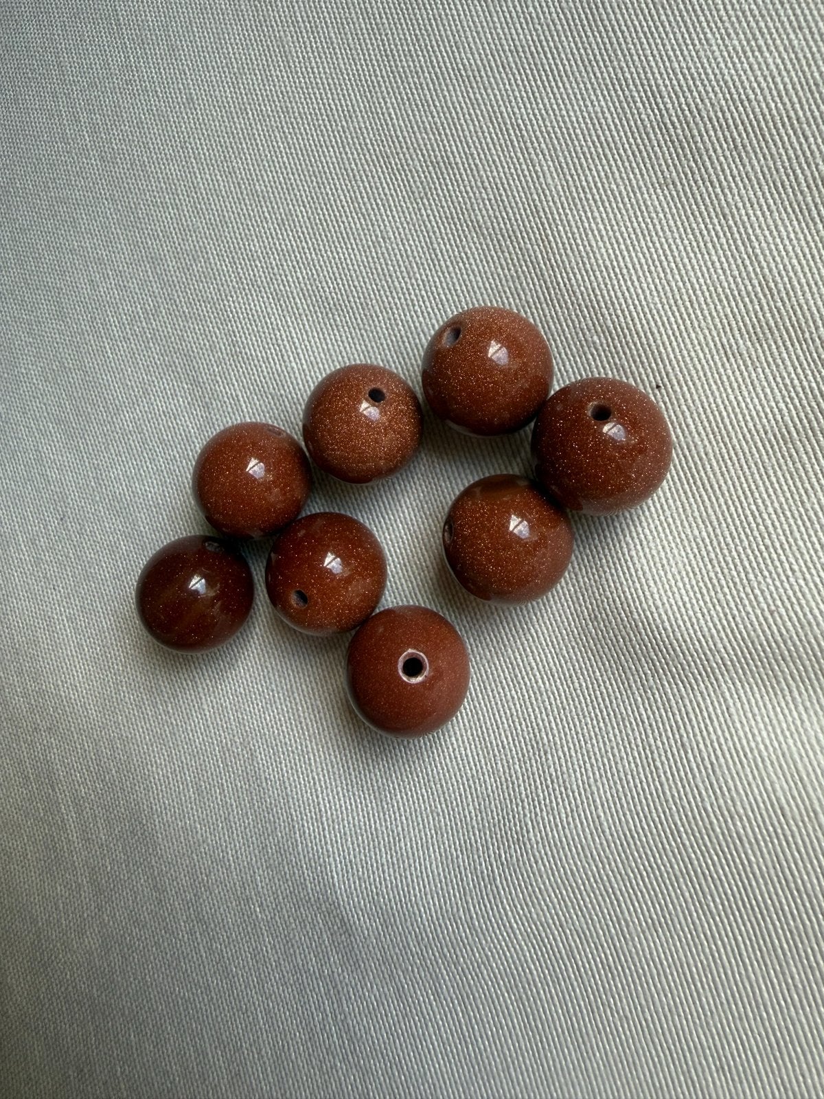 Setje kralen, goudsteen, doorsnee 1 cm, Ophalen of Verzenden, Gebruikt, Kraal