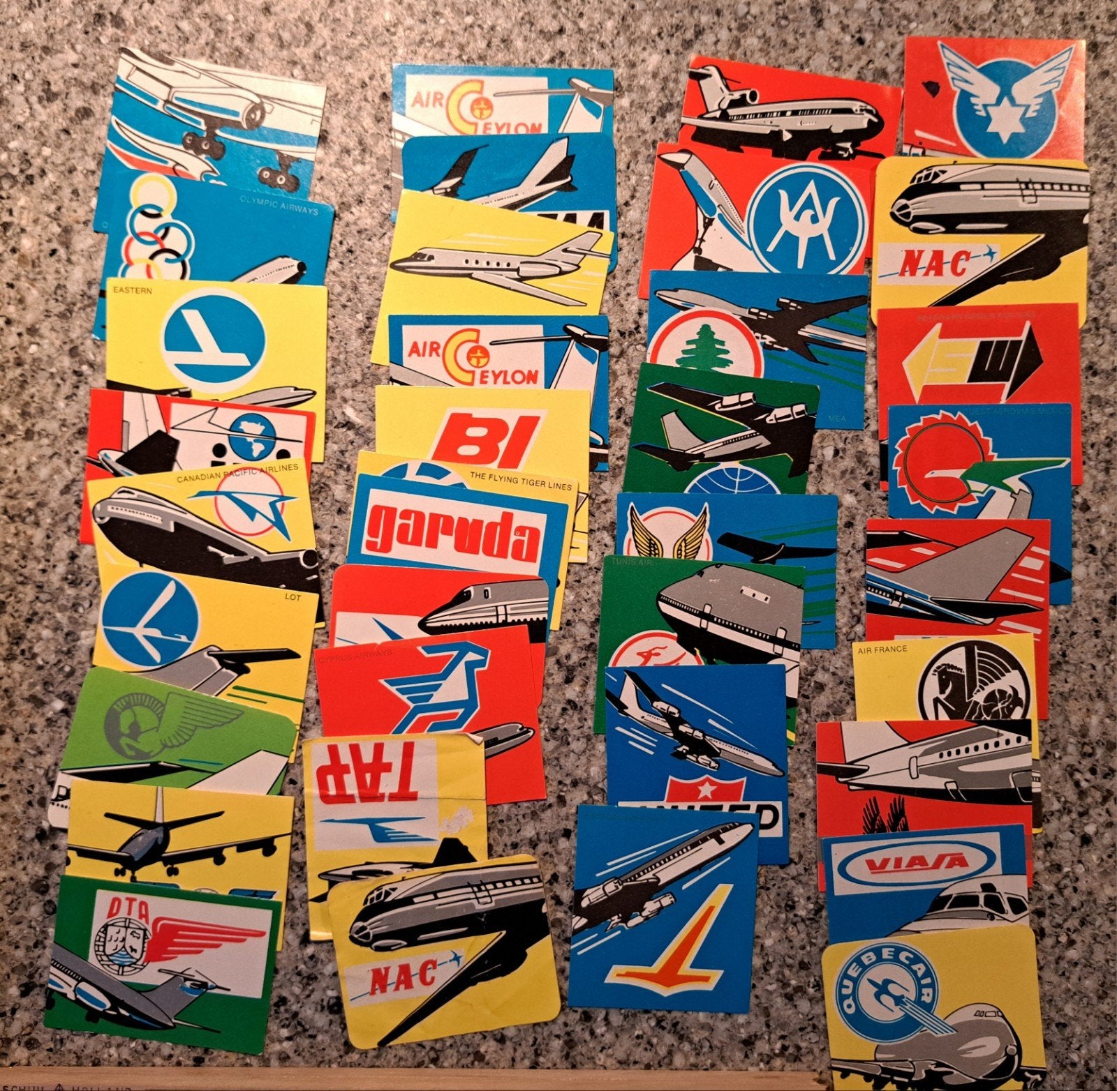 37 vintage stickers vliegtuigmaatschappij vliegtuig, Ophalen of Verzenden