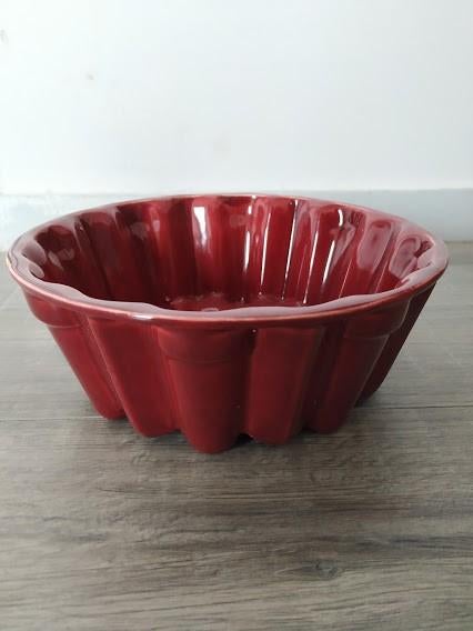 Antieke keramiek rode pudding schaal ( gebruikerssporen ), Antiek en Kunst, Antiek | Servies los, Ophalen of Verzenden