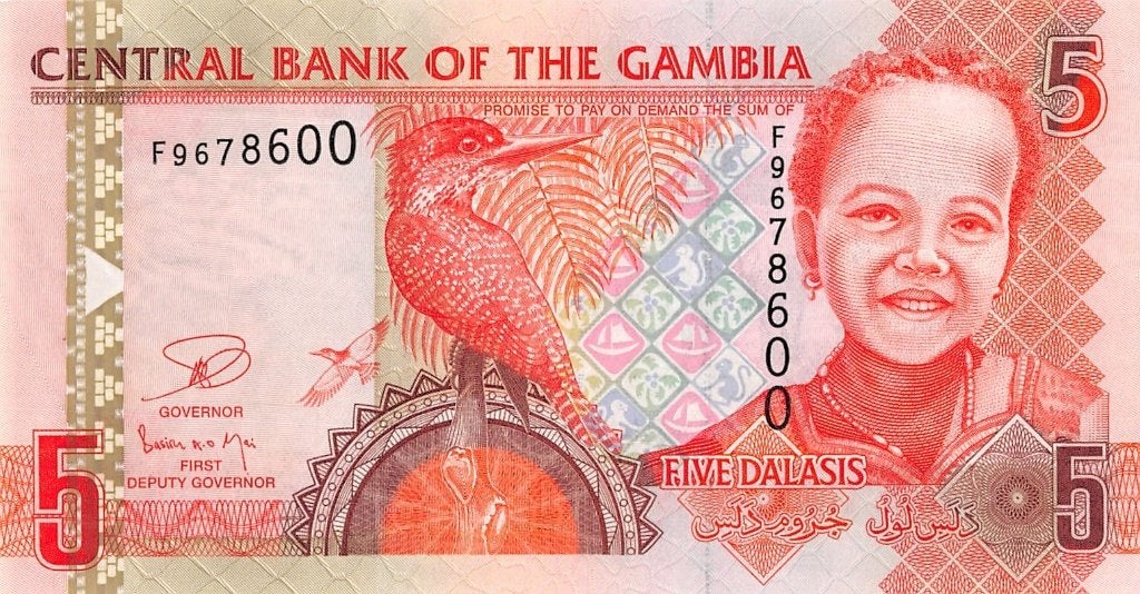 Gambia 5 Dalasis 2013 Unc pn 25c, Ophalen of Verzenden, Overige landen, Los biljet
