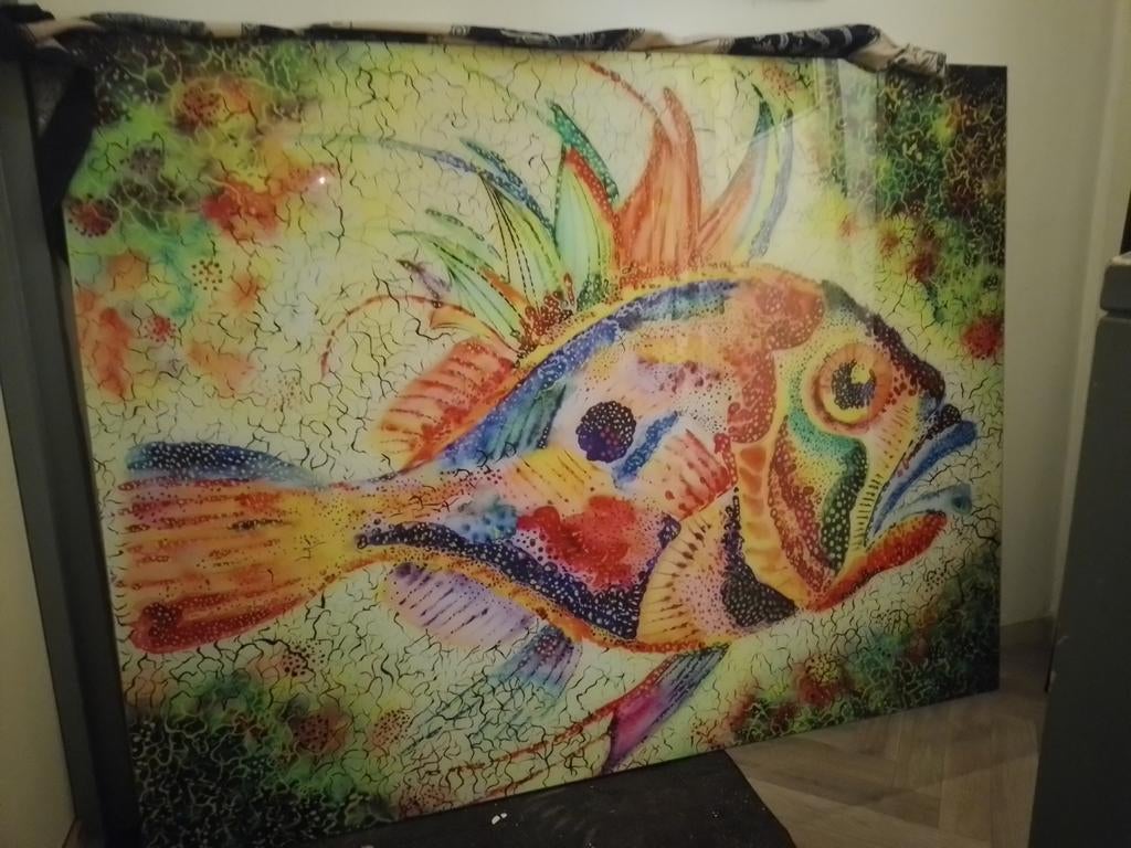 Mooie schilderij van glas 160x125, Antiek en Kunst, Kunst | Schilderijen | Abstract, Ophalen