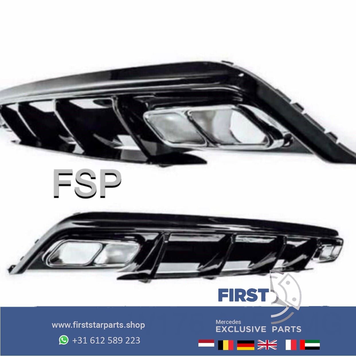 W176 FACELIFT A45 AMG DIFFUSER + UITLAAT SIERSTUKKEN AERO PA, -, -, -