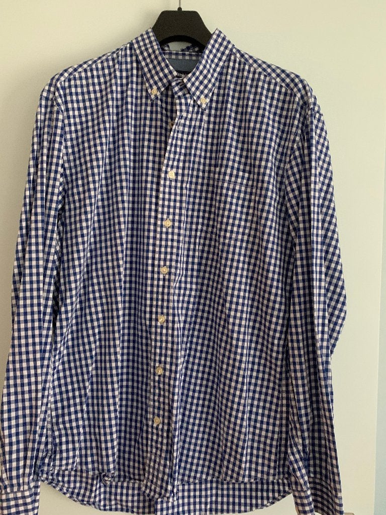Ruitjes overhemd van GANT maat XL, Ophalen of Verzenden, Gedragen, Blauw, Halswijdte 43/44 (XL)