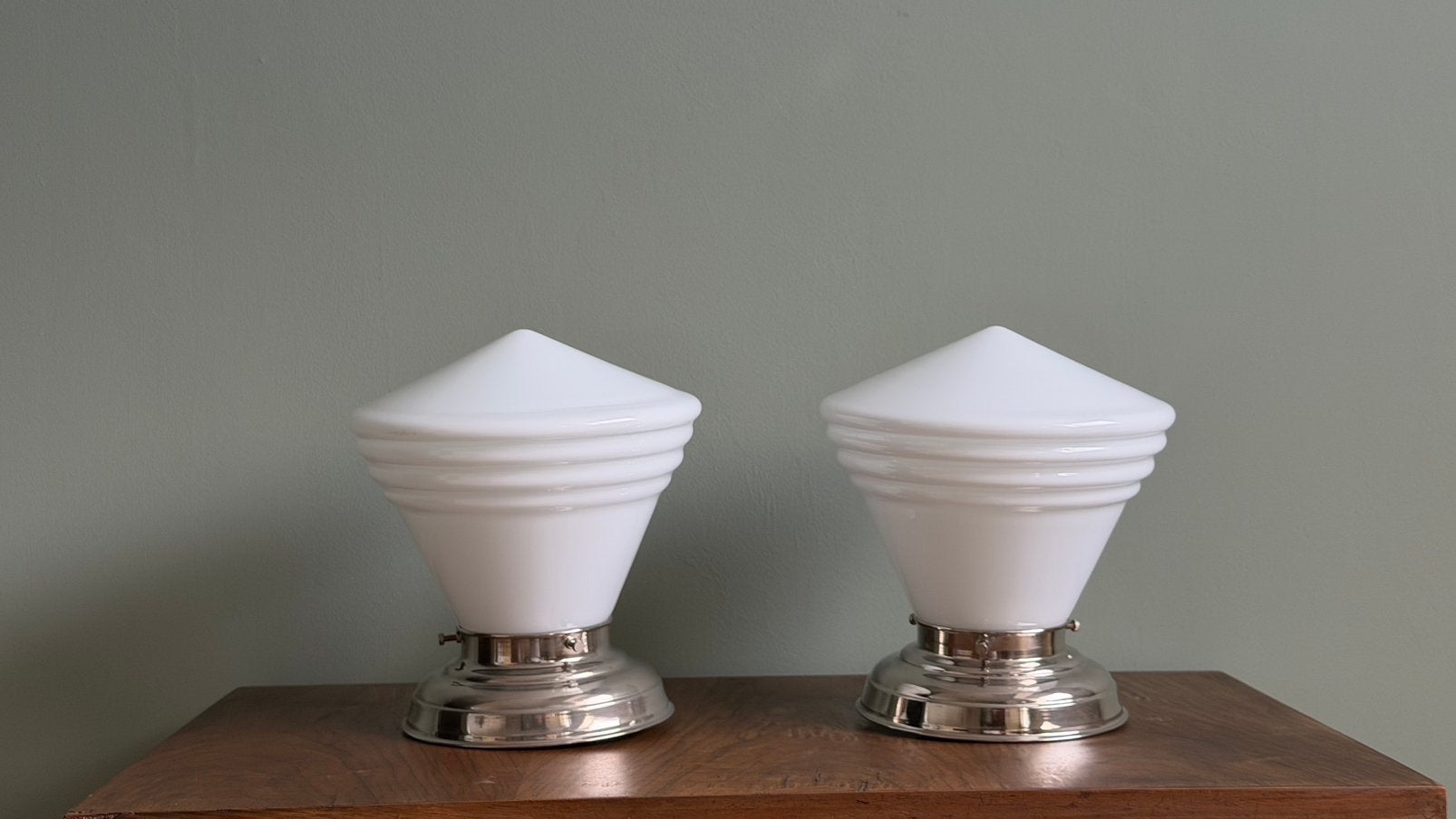 Art deco plafondlampen plafonnière gispen giso schoollamp, Gebruikt, Wit, Plafondlamp, Glas