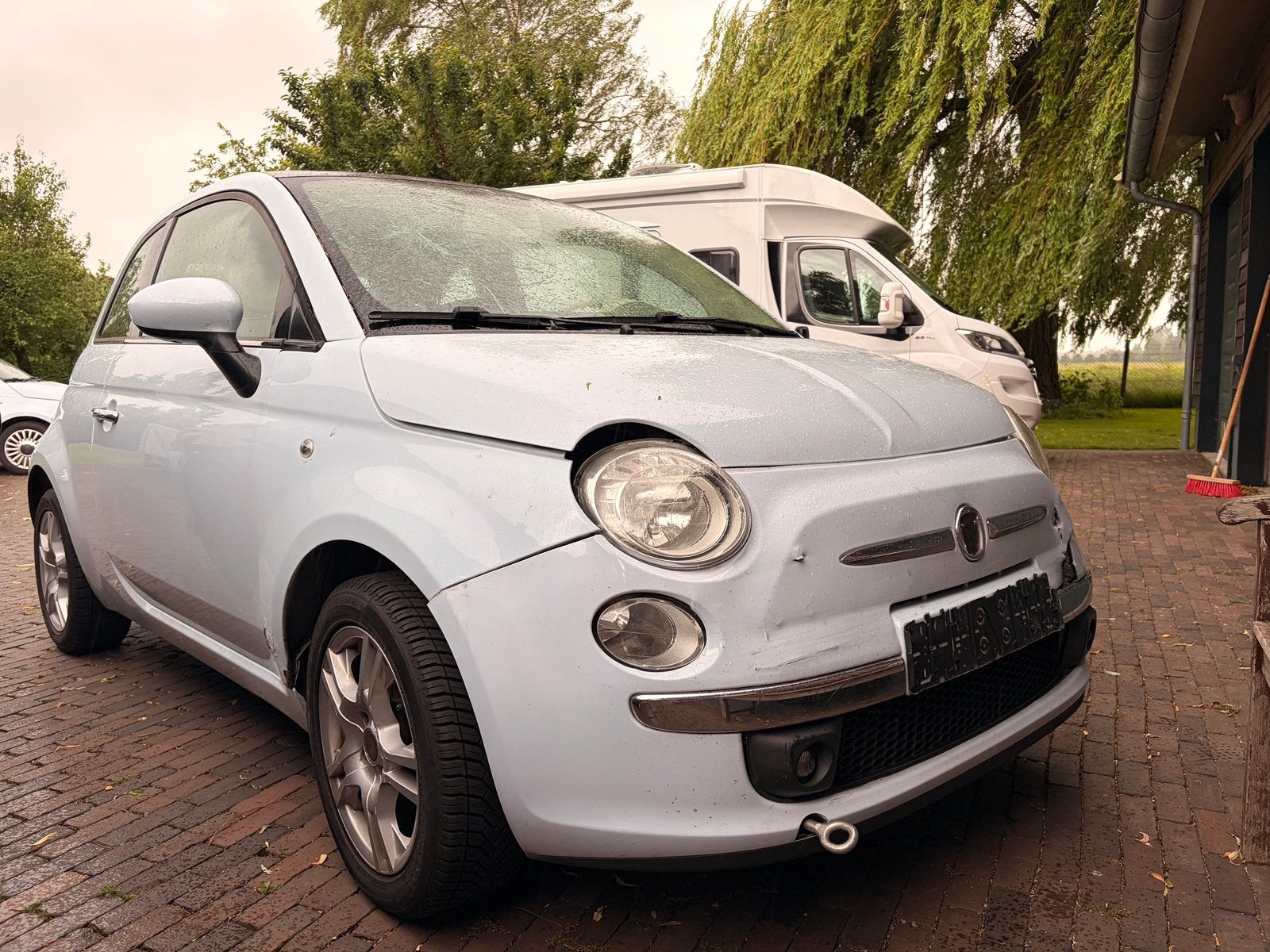 FIAT 500 1.2 BENZINE (2009) – SCHADEAUTO / ONDERDELENAUTO, Blauw, Handgeschakeld, Ophalen of Verzenden, Fiat