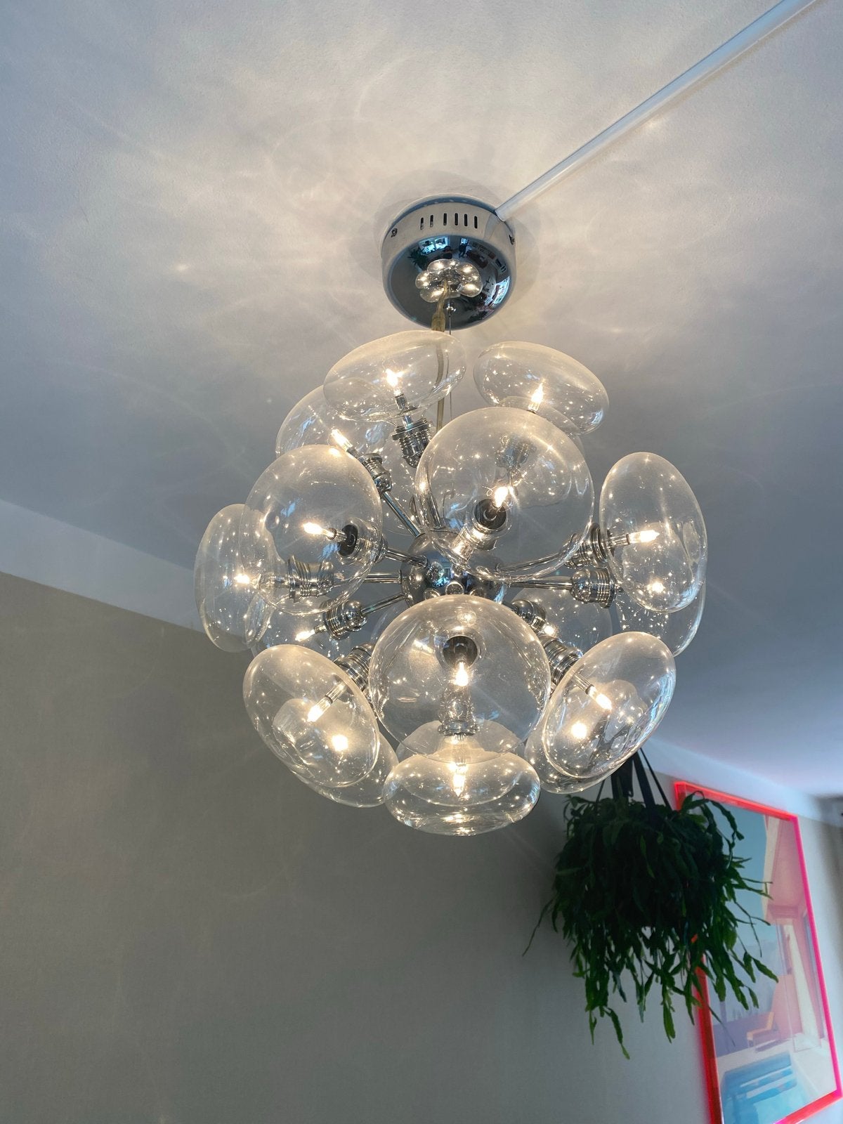 Sputnik Space Age Plafondlamp - Handgeblazen Glas, Antiek en Kunst, Ophalen