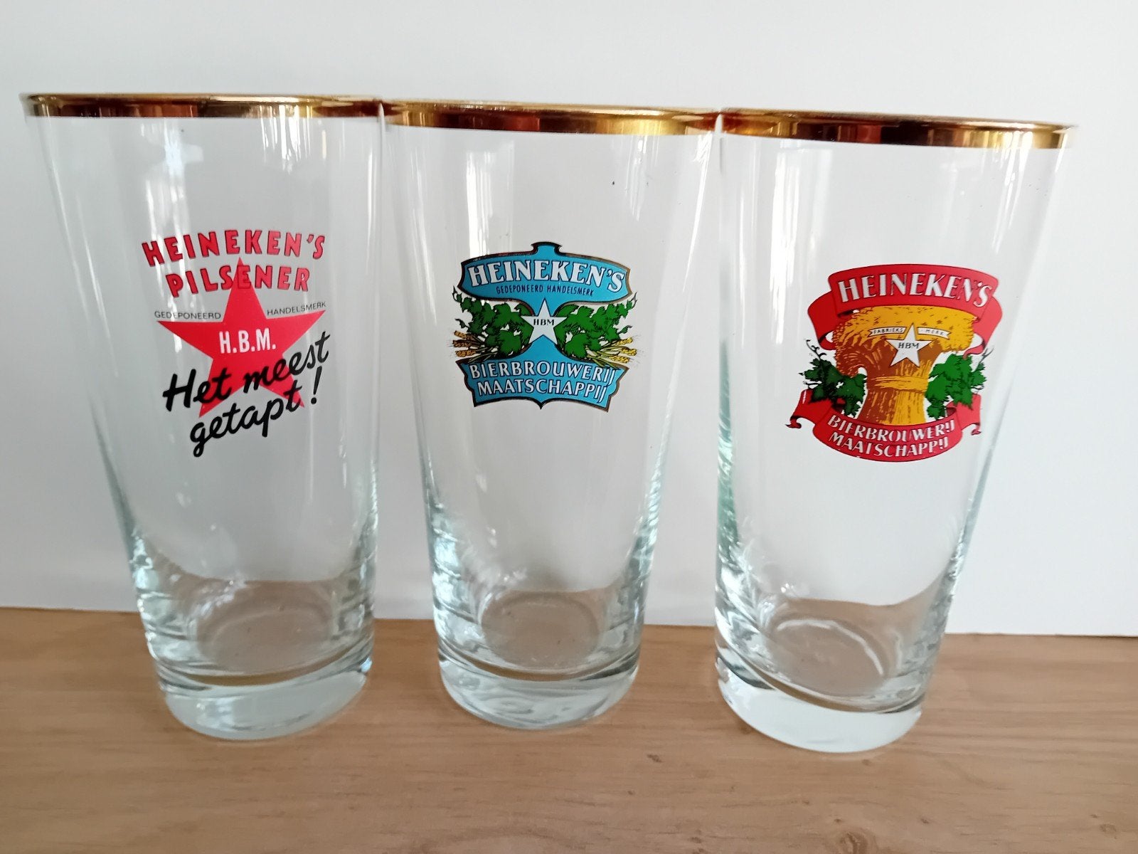 Heineken serie Rooie sien Hooge  glazen, Ophalen of Verzenden, Zo goed als nieuw, Glas of Glazen, Heineken