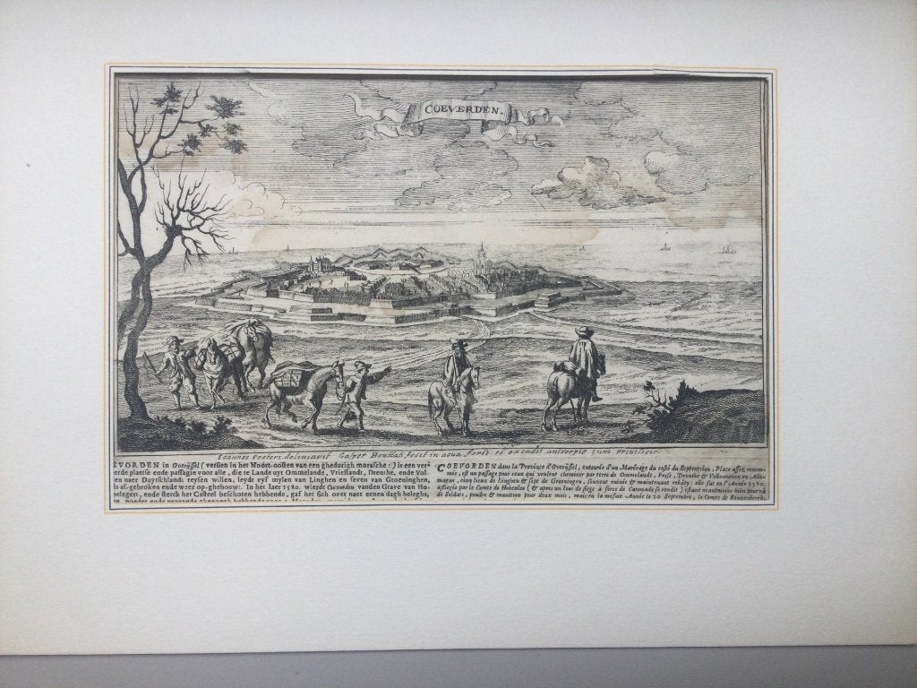 Coevorden, aanzicht, 1674  , Antiek en Kunst, Stadsgezicht, 19 cm, Verzenden, Ets