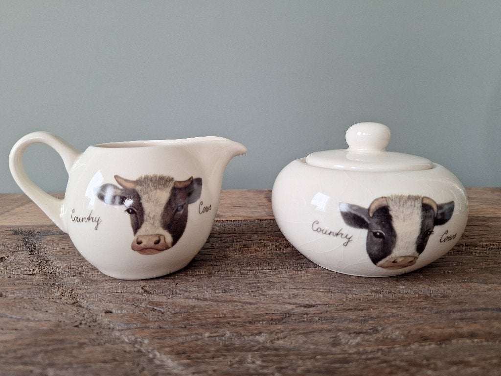 Jet ter Steege Country cows, melkkan en suikerpotje., Ophalen, Gebruikt, Overige typen, Overige stijlen