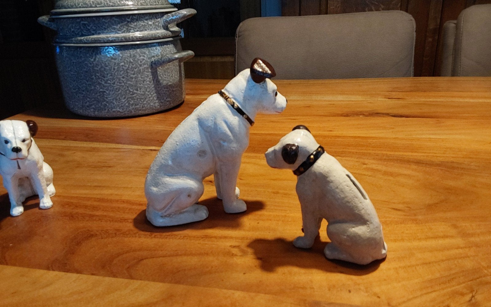 His masters voice hondjes 7,00 en 12,50 gietijzer, Verzamelen, Ophalen of Verzenden, Zo goed als nieuw, Beeldje of Figuurtje