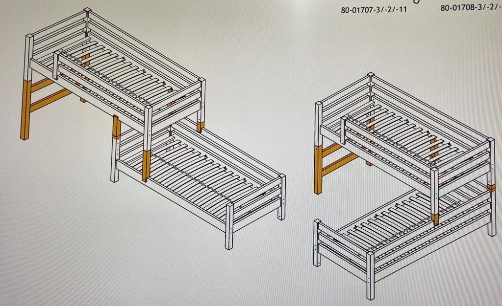 Flexa bedpoten voor hoogslaper – whitewash grenen, Ophalen, 85 tot 100 cm, Gebruikt, Hoogslaper of Stapelbed