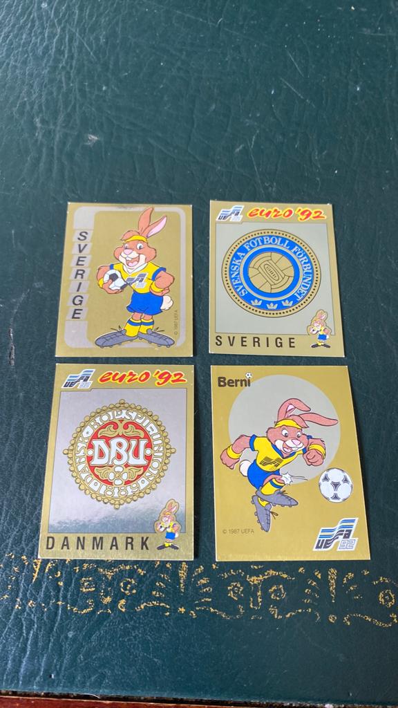 4 x panini euro 92, Ophalen of Verzenden, Zo goed als nieuw, Buitenlandse clubs, Poster, Plaatje of Sticker