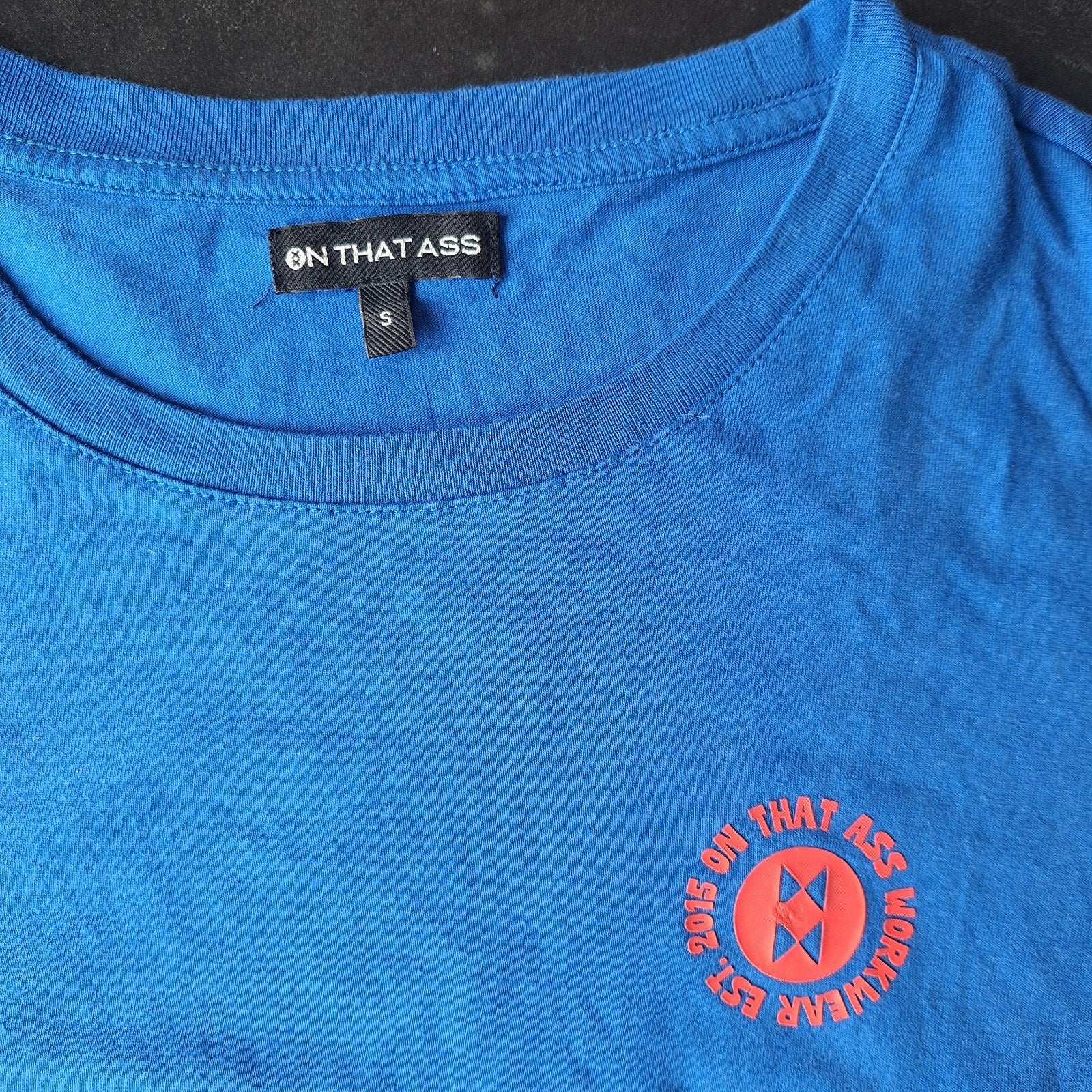 ZGAN, On that Ass t-shirt, mt S, blauw, Kleding | Heren, On That Ass, Blauw, Ophalen of Verzenden, Zo goed als nieuw