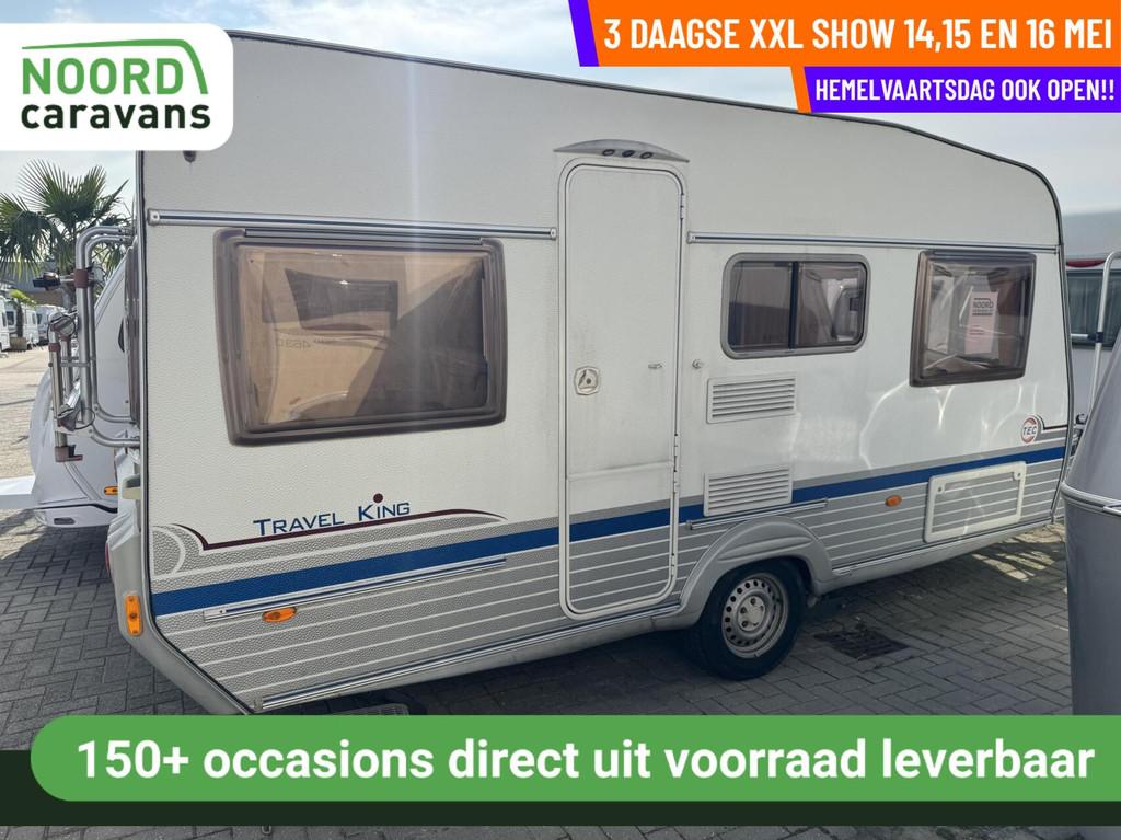 Tec Travel King 450 MOVER + VOORTENT + VASTBED, Caravans en Kamperen, Caravans, T.E.C., Bedrijf, 750 - 1000 kg, 6 tot 7 meter
