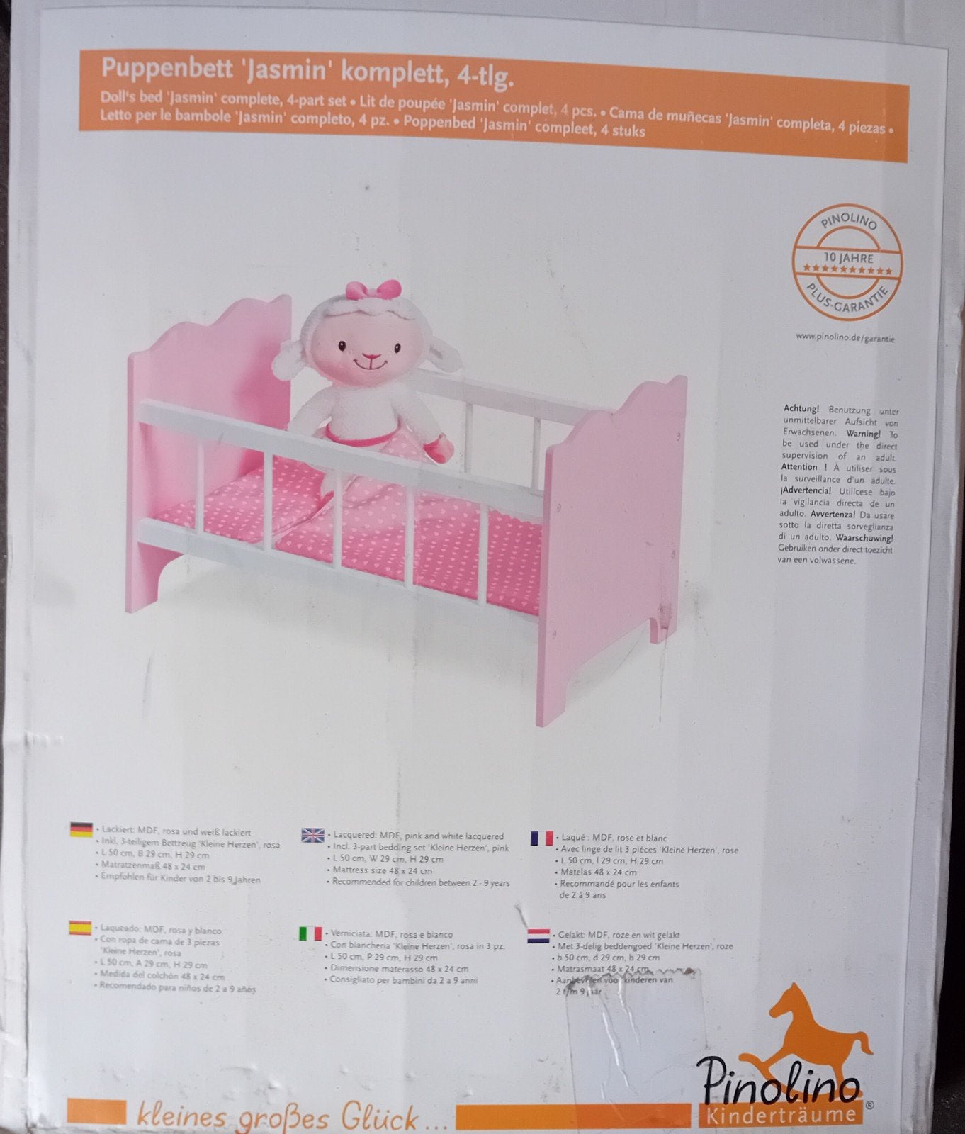 Pinolino Poppenbed 'Jasmin' compleet, 4-delig - Nieuw, Kinderen en Baby's, Speelgoed | Poppen, Overige typen, Nieuw, Niet gespecificeerd op verpakking