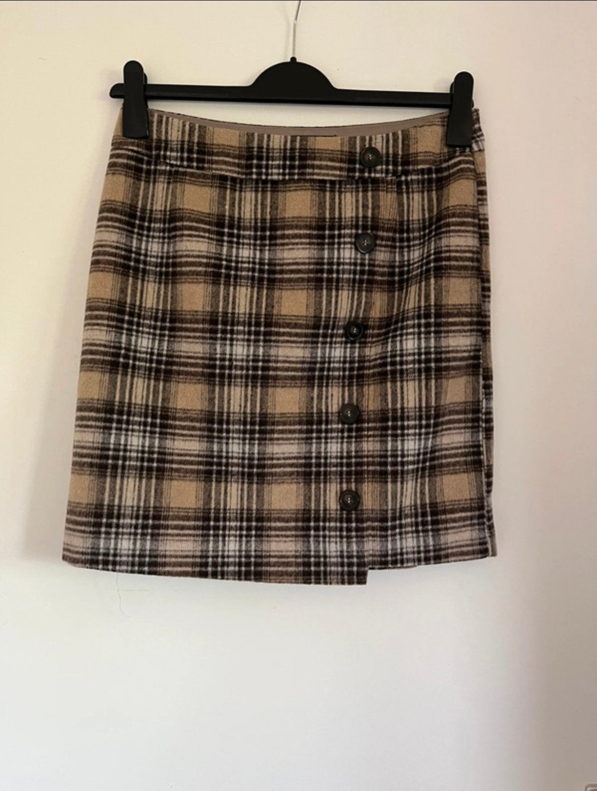 Beige met zwart-wit geblokt / geruit rok, maat 38/M Manguun, Kleding | Dames, Maat 38/40 (M), Beige, Ophalen of Verzenden, Zo goed als nieuw