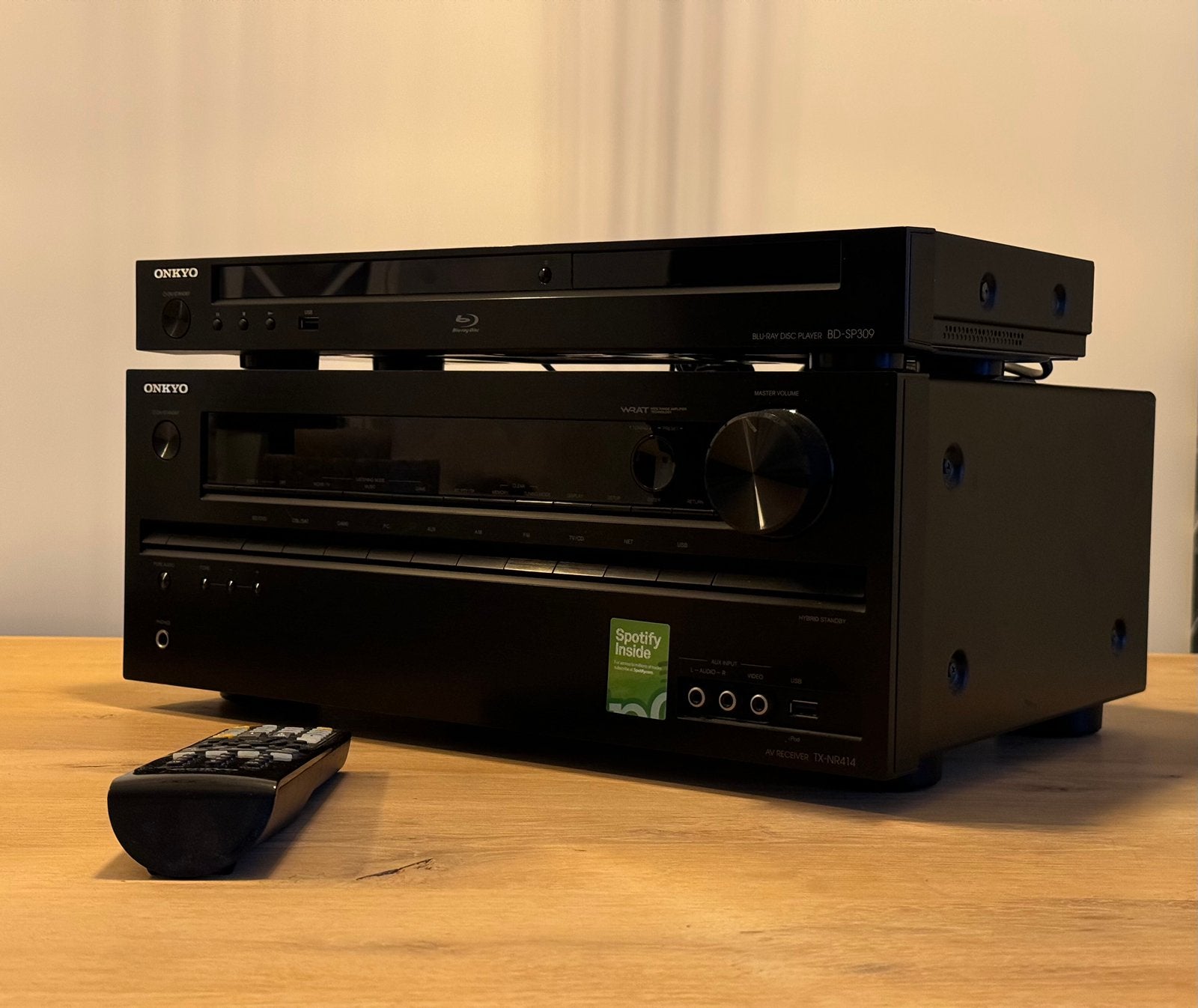 Onkyo TX-NR414 Receiver / Onkyo BD-SP309 Blu-Ray, Ophalen, Zo goed als nieuw, Onkyo