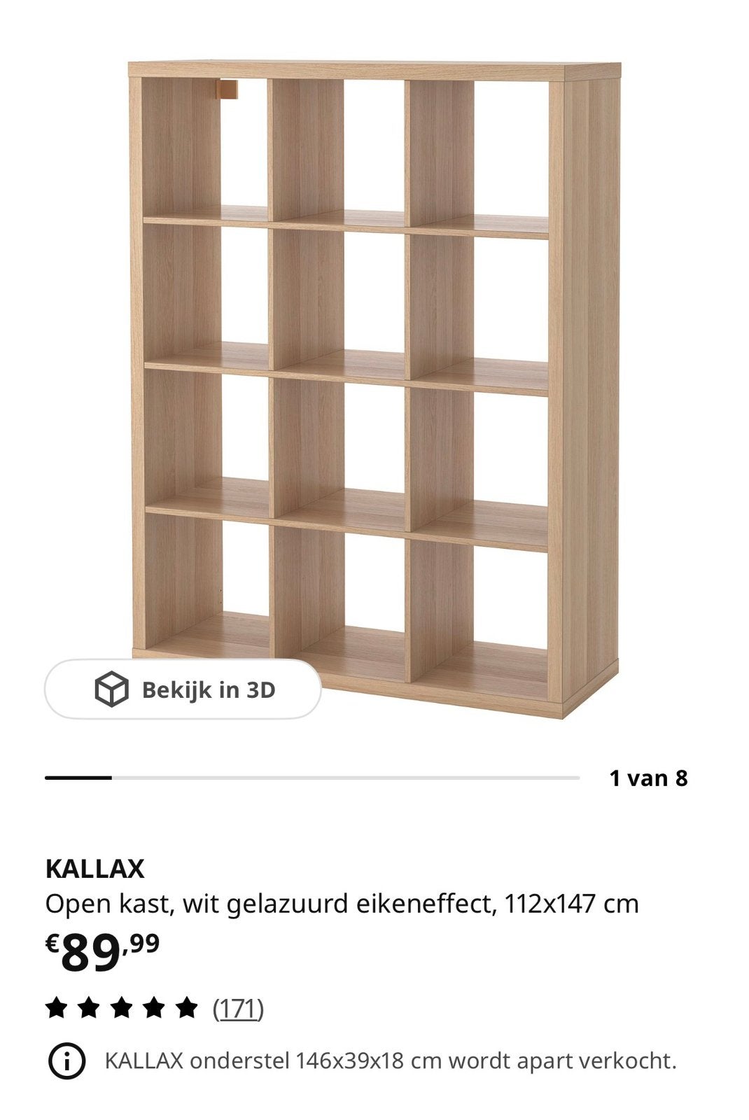 Kallax kast ikea, Ophalen, 50 tot 100 cm, Zo goed als nieuw, Minder dan 100 cm