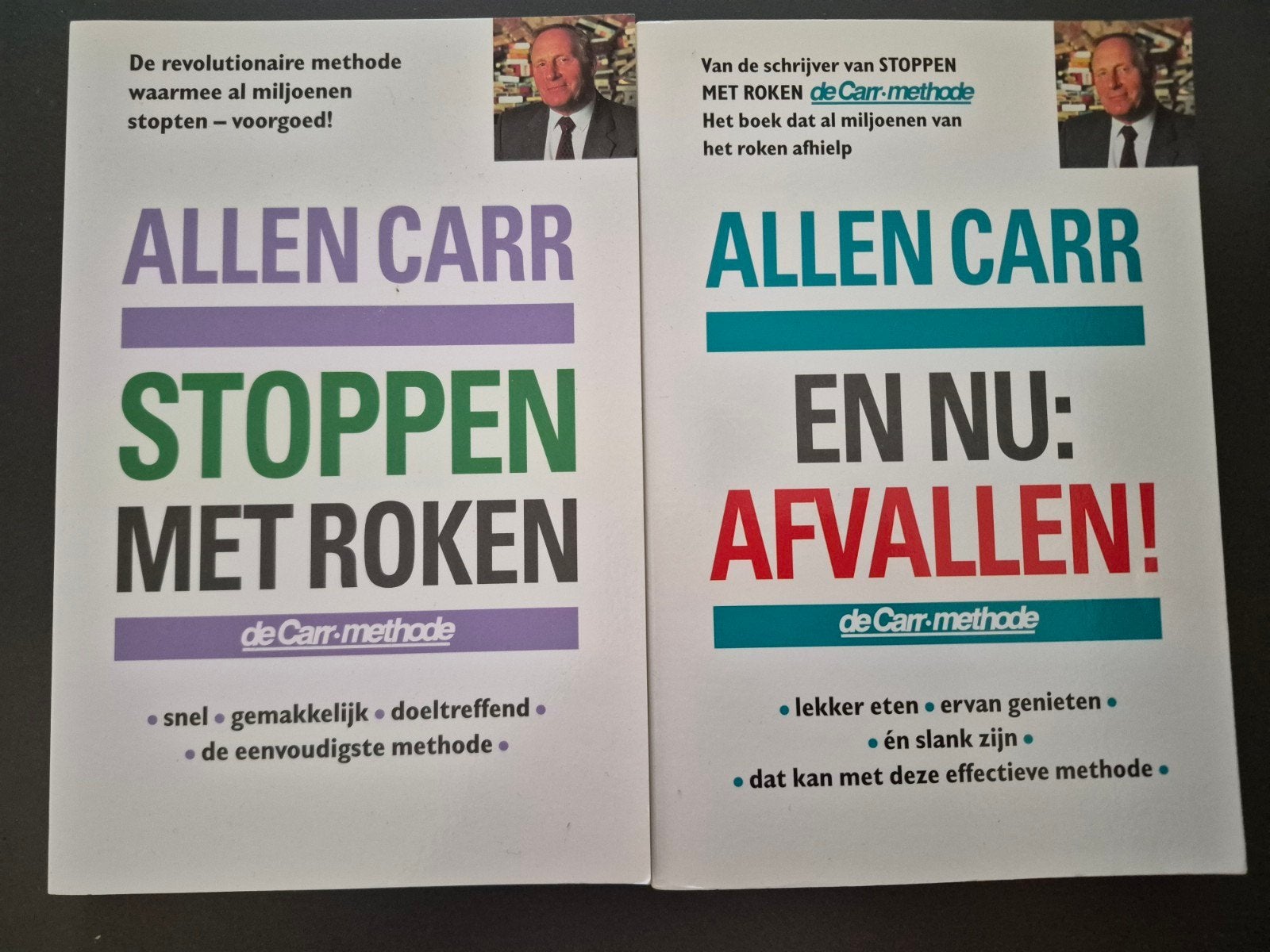 Allen Carr: Stoppen met Roken & Afvallen (2 boeken), Boeken, Ophalen of Verzenden, Gelezen, Gezondheid en Conditie, Allen Carr