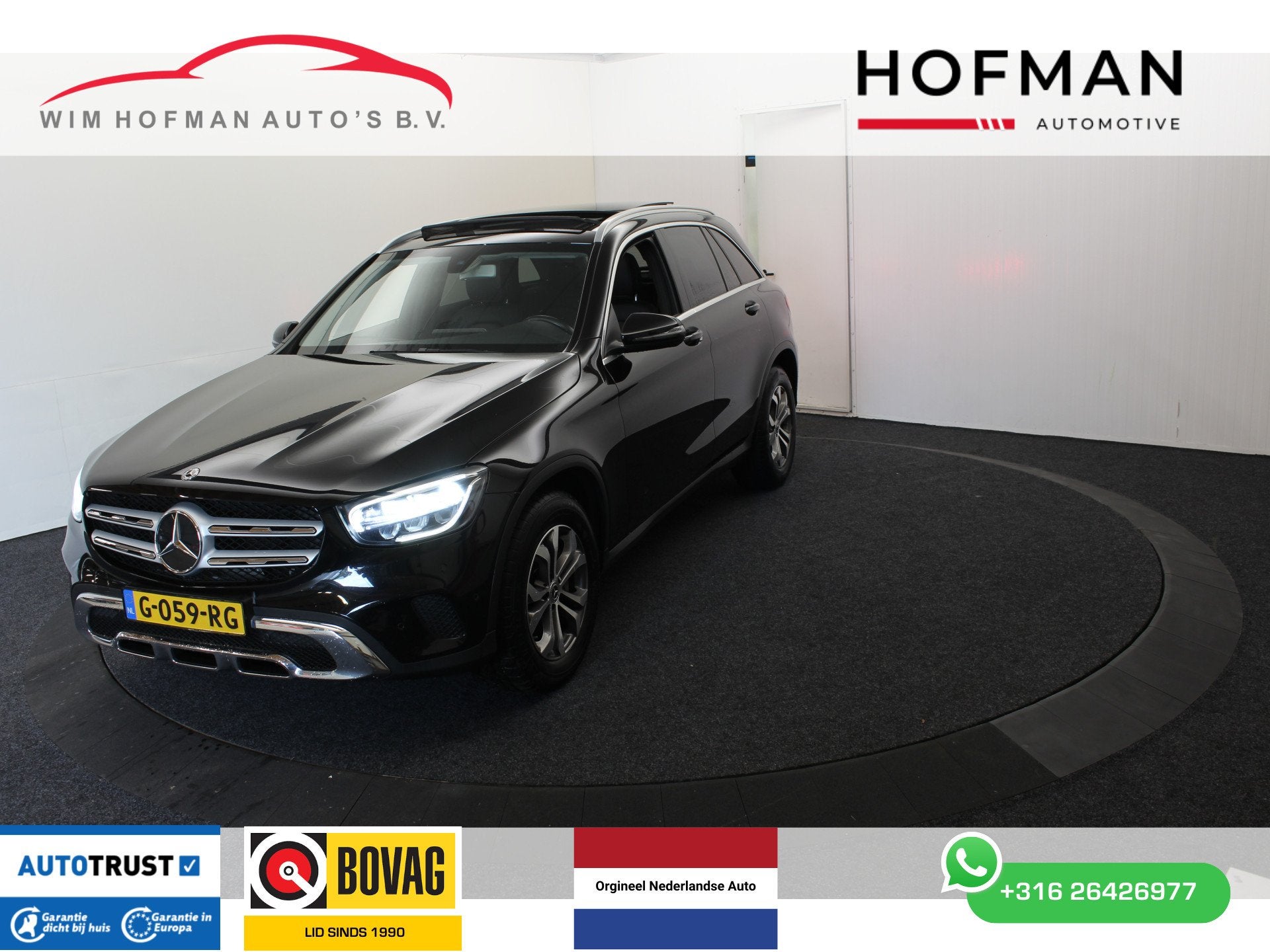 Mercedes-Benz GLC 200 PK Panodak Vol Leder Camera Dodeh dete, Auto's, Gebruikt, 4 cilinders, Zwart, Hybride Elektrisch/Benzine