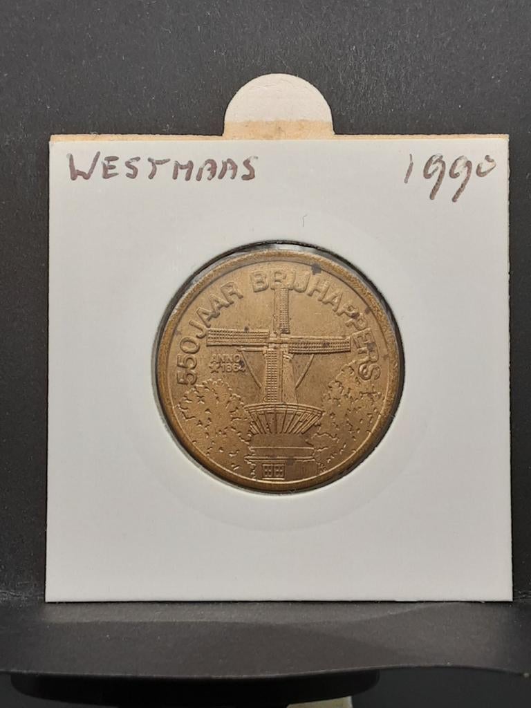 Penning 550 jaar gemeente Westmaas, Ophalen of Verzenden, Overige materialen, Nederland