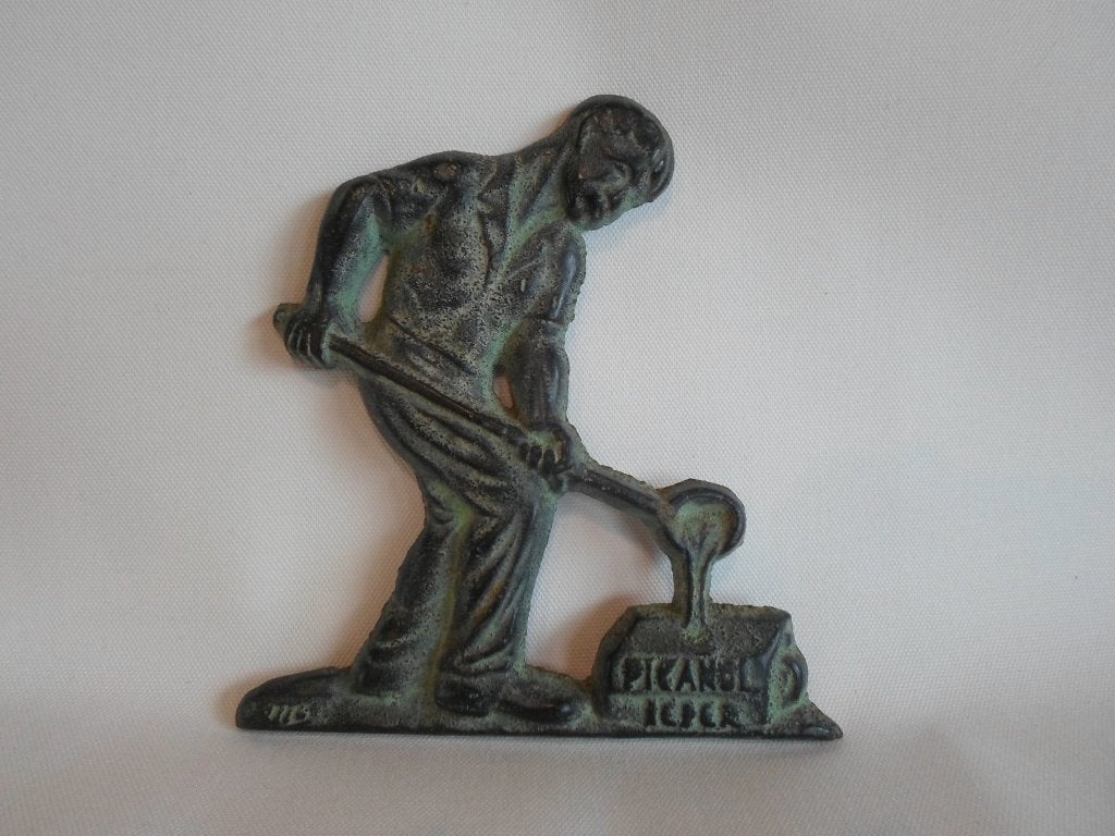 Picanol Ieper Gietijzer Sculptuur, Ophalen of Verzenden, Zo goed als nieuw, Mens