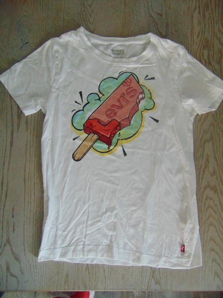 Levi's T-shirt wit ijsje maat 140 shirt korte mouwen, Meisje, Ophalen of Verzenden, Zo goed als nieuw, Shirt of Longsleeve
