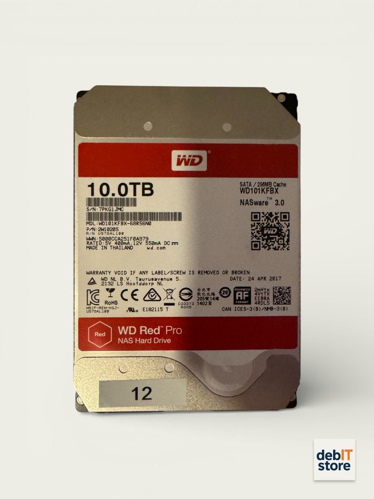 WD Red Pro 10tb NAS HDD- WD101KFBX, 10tb, Info@debitstore.nl, Zo goed als nieuw, Western Digital